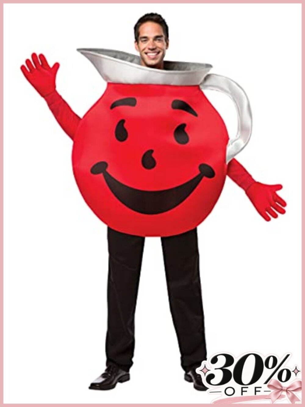 Mens Kool Aid Guy Costume Tunic and Gloves One Size Polyester